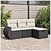 Set Divani da Giardino 4 pz con Cuscini Nero in Polyrattan - Foto miniatura 2