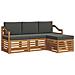 Set divani 4 pcs Naturale e Antracite Legno di Acacia Massello - Foto miniatura 1