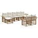 Set di divani da esterno 9 pcs Naturale e Bianco Crema - Foto miniatura 1