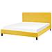 Letto Imbottito In Velluto Giallo 160 X 200 Cm Fitou - Foto miniatura 1