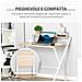 Scrivania Pieghevole Salvaspazio Con Mensola Superiore Per Camera E Ufficio, 81.5x70x84cm, Color Legno E Bianco - Foto miniatura 2