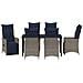 Set da Pranzo da Giardino  7 Pezzi con Cuscini Rattan Grigio, Tavolo da Giardino  Nero 160x80x73 cm Vetro Temperato - Foto miniatura 7
