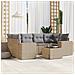 Set Divani da Giardino 7 pz con Cuscini Beige in Polyrattan - Foto miniatura 2