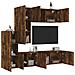 Mobili TV a Muro 5pz Rovere Fumo in Legno Multistrato - Foto miniatura 2