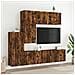Mobili TV a Muro 5pz Rovere Fumo in Legno Multistrato - Foto miniatura 3