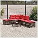 Set divano angolare da giardino a 3 pz con Cuscini in Polyrattan Marrone - Foto miniatura 3
