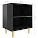 Comodino con Gambe in Legno Massello Nero Lucido 40x30x50 cm - Foto miniatura 6