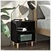 Comodino con Gambe in Legno Massello Nero Lucido 40x30x50 cm - Foto miniatura 1
