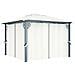 Gazebo con Tende Stringa di Luci LED 300x300 cm Crema Alluminio - Foto miniatura 2
