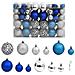 Palline Di Natale 100 Pz Blu E Argento 3 / 4 / 6 Cm - Foto miniatura 1