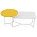 Tavolino Basso Da Caffè 2 Ripiani Design Luxury Tavolo Salotto Bianco E Giallo - Foto miniatura 3