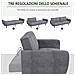 Divano Letto 3 Posti Con Schienale Reclinabile A 3 Livelli In Tessuto, 208x84x82cm, Grigio - Foto miniatura 3