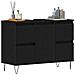 Mobile lavabo da bagno  Nero Rovere 80x33x60 cm Legno ingegnerizzato - Foto miniatura 3