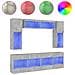 Set Mobili TV a Muro 6 pz con Luci LED Grigio Cemento - Foto miniatura 1