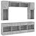 Set Mobili TV a Muro 6 pz con Luci LED Grigio Cemento - Foto miniatura 3