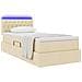 Letto con contenitore e LED con led Crema 90 x 190 cm Tessuto - Foto miniatura 3