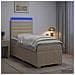 Letto Box Spring LED con Materasso Crema 100 x 200 cm Tessuto - Foto miniatura 2