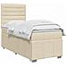 Letto Box Spring LED con Materasso Crema 100 x 200 cm Tessuto - Foto miniatura 3