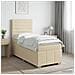 Letto Box Spring LED con Materasso Crema 100 x 200 cm Tessuto - Foto miniatura 4