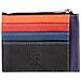 Bustina Porta Carte Di Credito In Vera Pelle Colorata Portafogli Con Zip Nero - Foto miniatura 1