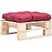 Divano Da Giardino A Pallet E Cuscino Rosso In Legno Naturale - Foto miniatura 1