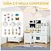 Cucina Giocattolo In Legno Per Bambini 3-6 Anni Con 14 Accessori, Forno E Lavandino, 82x65x87 Cm, Bianco - Foto miniatura 6