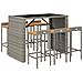 Set Bar Giardino 7pz Grigio Polyrattan E Legno Massello Acacia - Foto miniatura 3