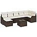 Set di divano da giardino  8 pezzi con cuscini in polyrattan marrone, Divano da giardino a 2 posti  con cuscini in polyrattan marrone - Foto miniatura 1