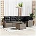 Set divano da giardino da 5 pezzi con cuscini in rattan nero,  Divano da giardino a 2 posti con cuscini in grigio polyrattan - Foto miniatura 2