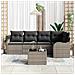 Set divano da giardino da 5 pezzi con cuscini in rattan nero,  Divano da giardino a 2 posti con cuscini in grigio polyrattan - Foto miniatura 3