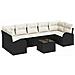 Set Divano Giardino 8 Pezzi con Cuscini Nero Polyrattan - Foto miniatura 1