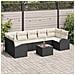 Set Divano Giardino 8 Pezzi con Cuscini Nero Polyrattan - Foto miniatura 2