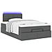 Pouf Letto con Materasso e LED Grigio Scuro 120x190 cm Tessuto - Foto miniatura 6