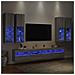 Set Mobili TV a Muro 7 pz con Luci LED Grigio Sonoma - Foto miniatura 2