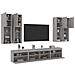 Set Mobili TV a Muro 7 pz con Luci LED Grigio Sonoma - Foto miniatura 5