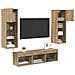 Unità per TV a Muro 5 pcs Rovere Nero 60 x 30 x 30 cm - Foto miniatura 3