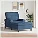 Chaise Lounge con cuscino Blu 91 x 157 x 91 cm Tessuto - Foto miniatura 2