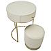 Set Comodino Toletta Con Puff Sharon In Bianco E Oro Ø52x70 + Ø36x39 Cm - Foto miniatura 5
