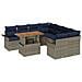Set Divano da Giardino 9 pcs Grigio e Blu Navy polyrattan - Foto miniatura 1