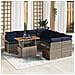 Set Divano da Giardino 9 pcs Grigio e Blu Navy polyrattan - Foto miniatura 2
