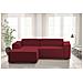 Divano Fisso Daniela, Divano Componibile A 2 Posti Large Con Penisola Sinistra, 100% Made In Italy, Sofà Moderno In Tessuto, Cm 240x170h70, Rosso - Foto miniatura 1