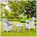 Set Salotto Da Esterno Foggia, Set Da Giardino Con 2 Poltrone Ed 1 Tavolino, Salottino Effetto Rattan Con Cuscini, 100% Made In Italy, Bianco - Foto miniatura 1