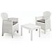Set Salotto Da Esterno Foggia, Set Da Giardino Con 2 Poltrone Ed 1 Tavolino, Salottino Effetto Rattan Con Cuscini, 100% Made In Italy, Bianco - Foto miniatura 2