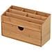 Organizer Portaoggetti Da Scrivania in Legno Bambu' con 6 Scomparti e Cassetto - Foto miniatura 4