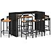 Set Bar Giardino 9 Pz Nero Polyrattan E Legno Massello Acacia - Foto miniatura 2
