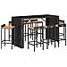 Set Bar Giardino 9 Pz Nero Polyrattan E Legno Massello Acacia - Foto miniatura 3