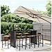 Set Bar Giardino 9 Pz Nero Polyrattan E Legno Massello Acacia - Foto miniatura 1