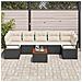 Set di divano da giardino  8 pezzi con cuscini in rattan nero ed acacia, Divano da giardino a 2 posti  con cuscini in polyrattan nero - Foto miniatura 3
