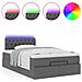 Pouf Letto con Materasso e LED Grigio Scuro 120x190 cm Tessuto - Foto miniatura 5