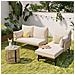 Set Di Mobili Da Giardino, Set Da Conversazione A Forma Di L Con Tavolo, Struttura In Ferro E Copricorda Beige, Da Esterno, Beige - Foto miniatura 1